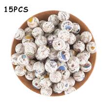 15pcs, Silicone Beads (15mm Printed Silicone Beads), Suitable For DIY Handmade Bead Pens, Keychain Pendants, Etc - Multicolor - View 17