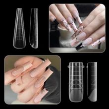 96片透明美甲模具套装 - 4种款式和12种尺寸，全覆盖模具，适用于亚克力和凝胶延长甲