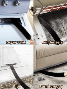 1/2pc Flexible Dryer Lint Brush, Dryer Vent Cleaning Brush– 29.9 Inch Long Brush With 25.6 Inch Dense Nylon Bristles. Ideal For Dryer Vent, Delivers Effortless Deep Cleaning Power To Remove Dirt Effectively. Durable Design Ensures Easy Maneuvering - Black - View 7