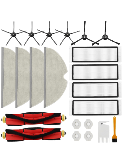 16 Packs Replacement Parts Compatible Roborock S6 Pure, S6, E4, S4 Max, MaxV, S5, S5 S4, E20 E25 E35 S50 Mijia Robot Vacuum, Main Brush, Filters, Side Brushes, Mop Cloth