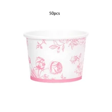 10pcs/20pcs/50pcs White And Pink Floral Treat Snack Cups Pink Flowers Ice Cream CupsChinoiserie Dessert Bowls For Sundae Frozen Yogurt Soup Birthday Tea Party Babe Shower Party Supplies - Multicolor - View 7
