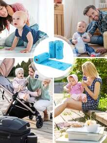 60 bolsas desechables para pañales de bebé, bolsas organizadoras de pañales de viaje, bolsas para pañales desechables con 1 soporte de bolsa para pañales incluido