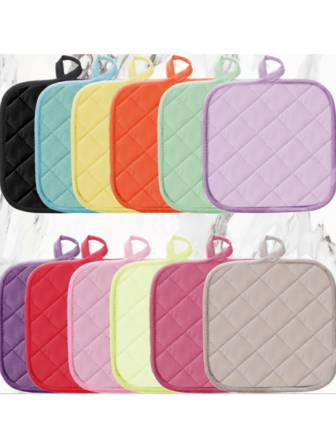 2pcs Pot Holders For Kitchen, Hot Pads For Kitchen, Countertops, Oven Pot Holders Bulk, Potholders Sets For Kitchens Heat Resistant, Square Design With Hanging Loops, Washable Heat-Proof Table Mats For Cooking And Baking, Suitable For Hot Pot Holder