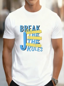 Camiseta de Hombre de Algodón Impresa de Manga Corta con Textura de Algodón de Alta Calidad para Uso Diario que Mejora el Espíritu - Blanco - Ver 1