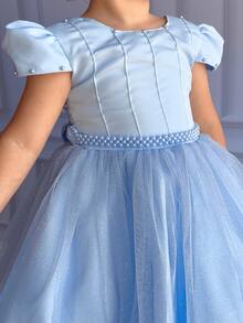 Luxury Children's Party Dress - A Fairy Tale For Your Princess! - Various Colors - Màu xanh lam - Xem 3