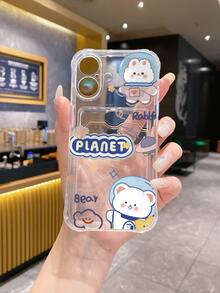1pc White Shockproof TPU Phone Case With Cute Rabbit Pattern, Compatible With Iphone, Android, OPPO Phones - Multicolor - View 2