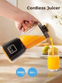 7.4V迷你便携式搅拌机，USB充电式奶昔机，带LED显示屏，小巧榨汁机，可制作奶昔、冰沙和鲜榨果汁 - 小型榨汁搅拌机，即刻提供营养 - 彩色 - 查看 6