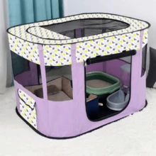 1pc Portable Pet Playpen, Foldable Exercise Play Tent Kennel Crate For Puppy Dog Yorkie Cat Bunny, Great For Indoor Outdoor Travel Camping Use, Come With Free Carring Case, 600D Oxford