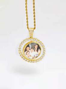 1 colar com pingente redondo personalizado com foto faça você mesmo - zircônia brilhante incrustada, joia significativa para presentear - fácil de montar, hipoalergênico, sem níquel e durável - Multicolorido 2 - Ver 7