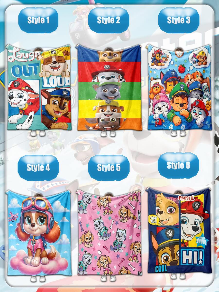 Chăn hoạt hình Paw Patrol cho giờ nghỉ trưa và nghỉ tối với hiệu suất chi phí cao - Nhiều màu - Xem 1