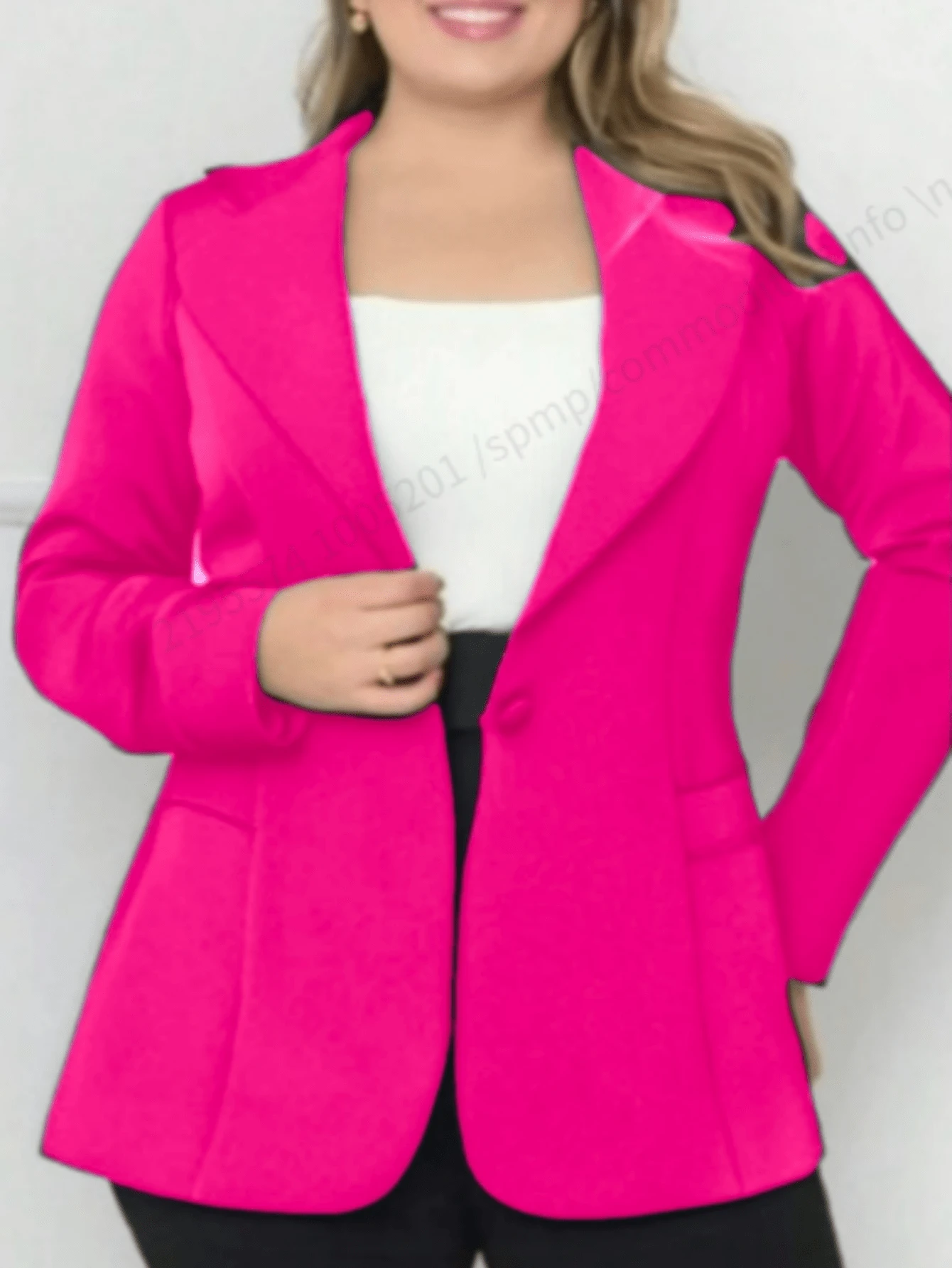 Women's Plus Size Tailored Blazer With Button Jackets 2025 FL-219 - 玫紅色 - 查看 1