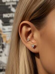 1 pieza Pendientes de botón de circonita elegantes y sencillos, joyería para mujer de plata de ley 925, pendientes sencillos de joyería fina, regalos para chicas para la vida diaria, citas, decoración para baile de graduación y fiestas