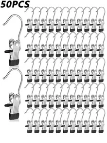 20Pcs/10Pcs/5Pcs Simple Stainless Steel Hook Clip, Multifunctional Single Hook Clip For Pants, Skirts, Drying Windproof Hook Clip, Household Space Saving Organizer For Bedroom, Closet, Wardrobe, Home, Dorm - Black - View 44