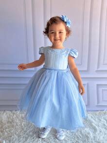 Luxury Children's Party Dress - A Fairy Tale For Your Princess! - Various Colors - Màu xanh lam - Xem 2