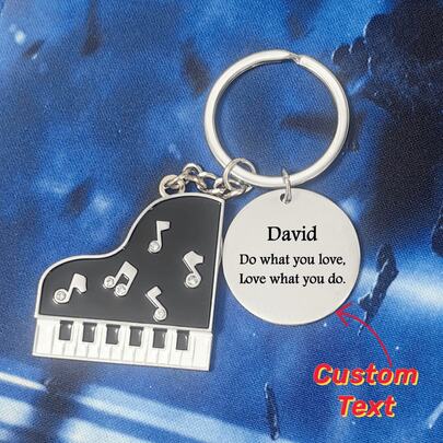 Stylish Custom Piano Keychain Musical Graduation Accessory, Personalized Metal Keyrings For Music Lovers, Birthday Christmas Gifts For Daughter Family