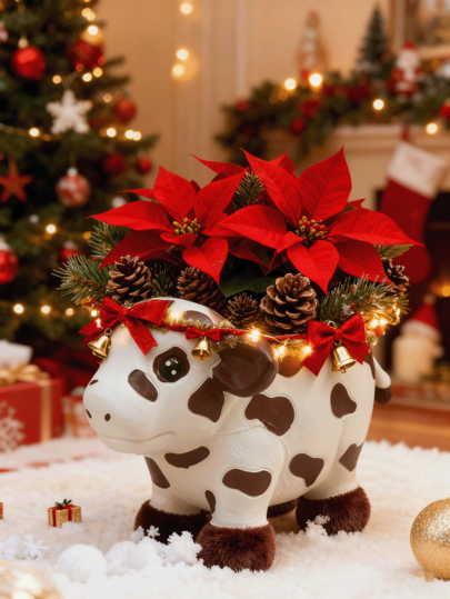 1 Piece Of Plateau Cute Cow Flower Pot Resin Craft Ornaments Home Decoration Ornaments Fleshy Vase Creative Ornaments