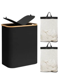 75L/100L/150L 带盖内衬洗衣篮，大容量洗衣篮，带手柄和盖子，可折叠衣物收纳篮，带可拆卸内袋，可收纳衣物、玩具、毛巾