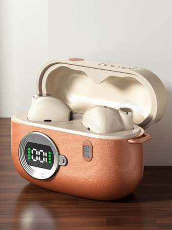  WoSD Dual Earphones, Couple Earphones, Dual Wireless Earphones With Charging Case, LED Display Screen, Touch, Remote, Rechargeable Lithium Polymer Battery,