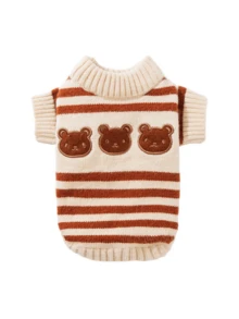 Autumn/Winter New Striped Warm Sweater For Small/Medium Pets, Teddy Bear Design - Blue - View 3