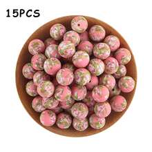 15pcs, Silicone Beads (15mm Printed Silicone Beads), Suitable For DIY Handmade Bead Pens, Keychain Pendants, Etc - Multicolor - View 20