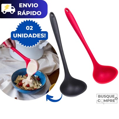 2 Conchas de Silicone para Feijão Molhos Caldos Sopas Cozinheiro Concha Utensilio Cozinha Resistente