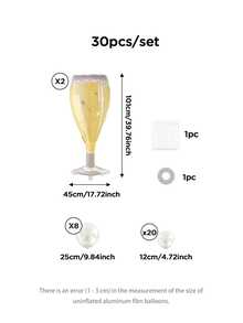 30 个/套巨型香槟杯形铝箔装饰气球，适用于庆祝派对装饰、生日快乐杯气球、派对装饰铝箔气球、单身派对/单身派对/欢呼派对装饰 - 彩色 - 查看 3
