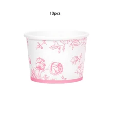 10pcs/20pcs/50pcs White And Pink Floral Treat Snack Cups Pink Flowers Ice Cream CupsChinoiserie Dessert Bowls For Sundae Frozen Yogurt Soup Birthday Tea Party Babe Shower Party Supplies - Multicolor - View 9