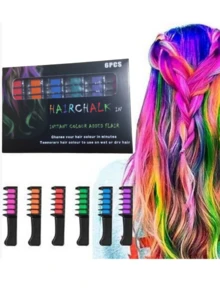 12/10/6 Colors Hair Chalk Set,Temporary Hair Dye Tools,Hair Chalk Combs Washable Temporary Color ,Hair Chalk Applicator For Instant Hair Dyeing ,Easy Application, Rinses Out Effortlessly For All Hair Types , Healthy, Perfect For Halloween, Day Of The Dead, Christmas, And Cosplay Girls' Birthday, Halloween, Christmas Gifts & Toys Holiday Hair Accessories Vibrant Packaging Hair Accessory Products - Multicolor - View 8