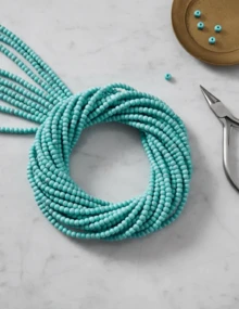 Pasta turquesa azul bola lisa para Bisuteria - 3 tiras - Ver 1