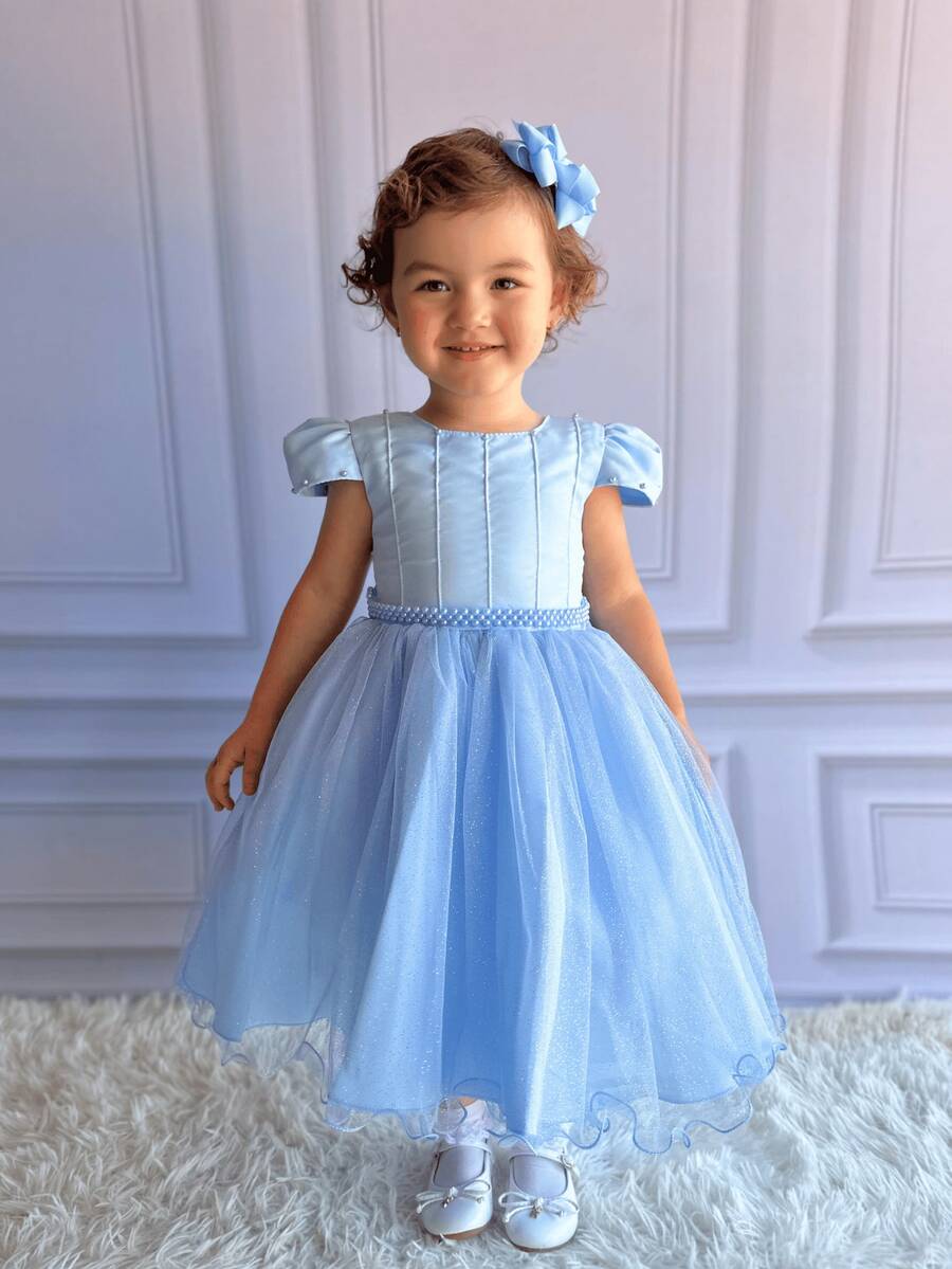 Luxury Children's Party Dress - A Fairy Tale For Your Princess! - Various Colors - Màu xanh lam - Xem 1