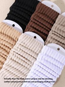 6双装女士秋冬中筒袜，多层长袜，休闲针织袜，女士踝袜，休闲袜，混色，适合情人节，优雅冬日，精致浪漫，保暖室内睡袜（1/3/6双装） - 彩色 - 查看 2