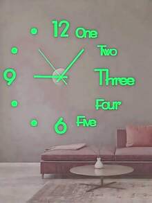 DIY Glow-In-The-Dark Wall Clock, DIY Creative Letter Wall Sticker Clock, Decorative And Functional For Living Room, Bedroom, Dining Room, Bar, Easy Installation Home Decor Room Decor - Multicolor - View 1