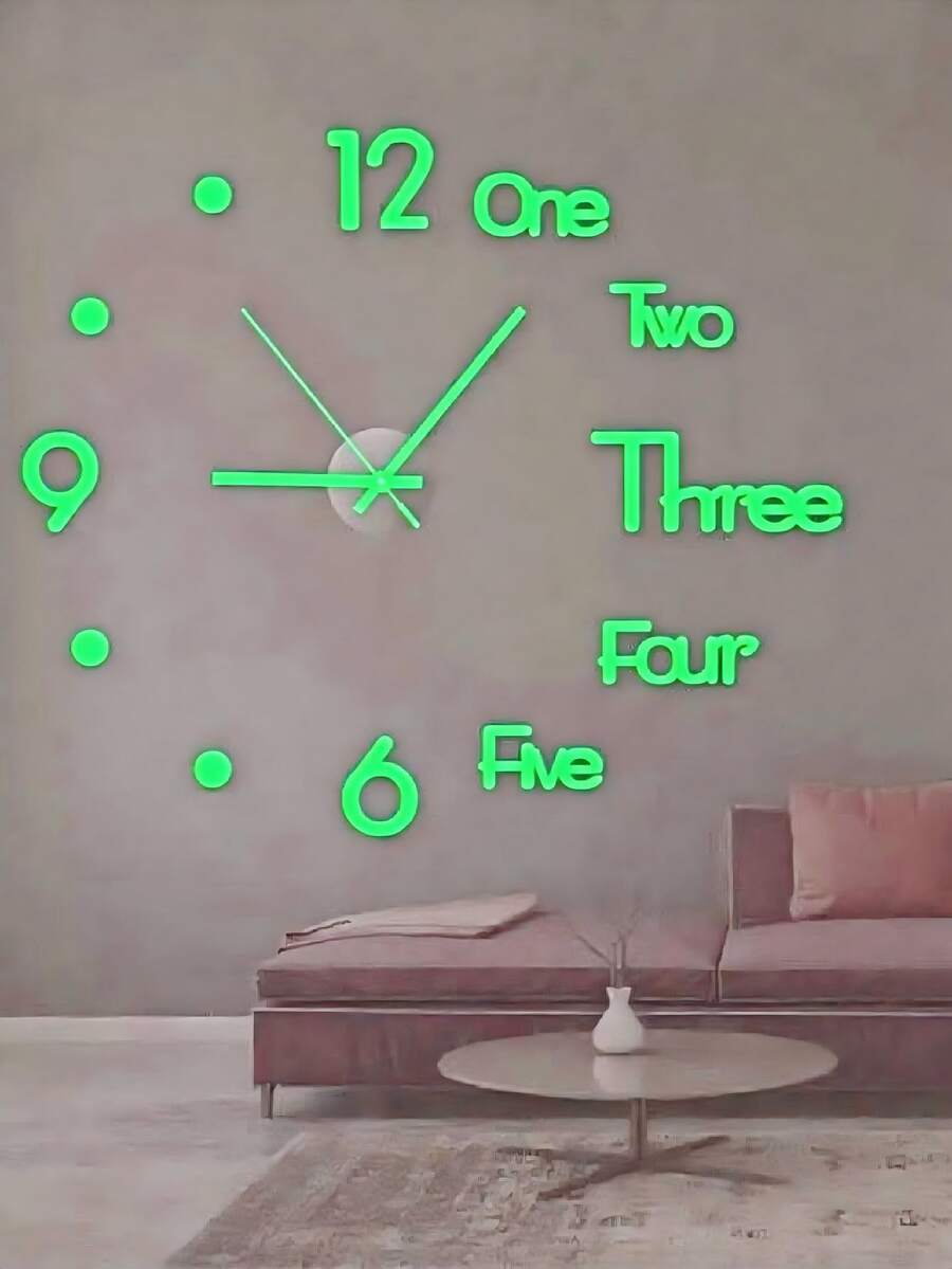DIY Glow-In-The-Dark Wall Clock, DIY Creative Letter Wall Sticker Clock, Decorative And Functional For Living Room, Bedroom, Dining Room, Bar, Easy Installation Home Decor Room Decor - Multicolor - View 1