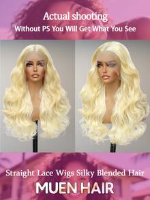 34 Inch 200%Density #613 Blonde Body Wave Lace Front Wigs Pre Plucked 13x4 HD Transparent Lace Frontal Wig #613 Blonde With Baby Hair Wig 200% Density Lace Front Wigs For Women Natural Hairline - S/613 - View 3
