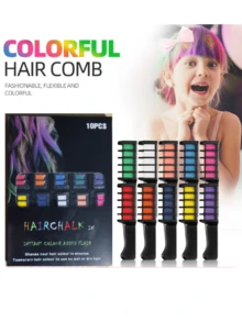 12/10/6 Colors Hair Chalk Set,Temporary Hair Dye Tools,Hair Chalk Combs Washable Temporary Color ,Hair Chalk Applicator For Instant Hair Dyeing ,Easy Application, Rinses Out Effortlessly For All Hair Types , Healthy, Perfect For Halloween, Day Of The Dead, Christmas, And Cosplay Girls' Birthday, Halloween, Christmas Gifts & Toys Holiday Hair Accessories Vibrant Packaging Hair Accessory Products - Multicolor - View 7