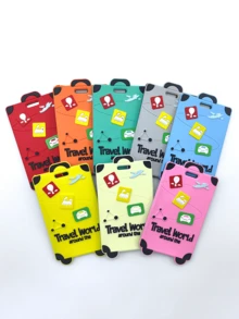 行李牌-软橡胶可爱行李牌防丢地址卡通物流托运行李牌万圣节配饰教师节包包配饰带身份证夹的挂绳汽车配饰包包挂饰圣诞礼物 - 旅行牌 - 查看 5
