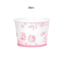10pcs/20pcs/50pcs White And Pink Floral Treat Snack Cups Pink Flowers Ice Cream CupsChinoiserie Dessert Bowls For Sundae Frozen Yogurt Soup Birthday Tea Party Babe Shower Party Supplies - Multicolor - View 8