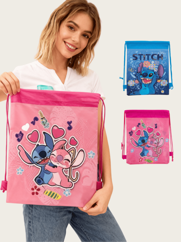 Stitch Lanyard Pouch: Official Licensed Colorful Cartoon Pattern Backpack, Soft Fabric, Handwashable, Suitable For Daily Use, Birthday, Party, Gift, Travel, Protect Clothing, Valentine's Day, Christmas And Other Holidays