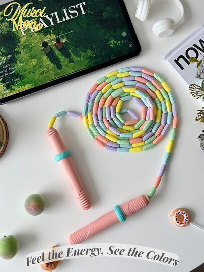 <شعر بالطاقة، شاهد الألوان>، 1 قطعة حبل قفز سيليكون بشكل نقطي جديد لعام 2025، حبل قفز مطاطي ناعم للمبتدئين، حبل قفز قابل للتعديل للتمرين والتدريب في صالة الألعاب الرياضية