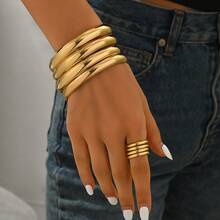 4pcs Thin Metallic Glossy Bangle Bracelets, Suitable For Holiday Parties, Dance Parties And Dates, Elegant Gift For Girlfriend