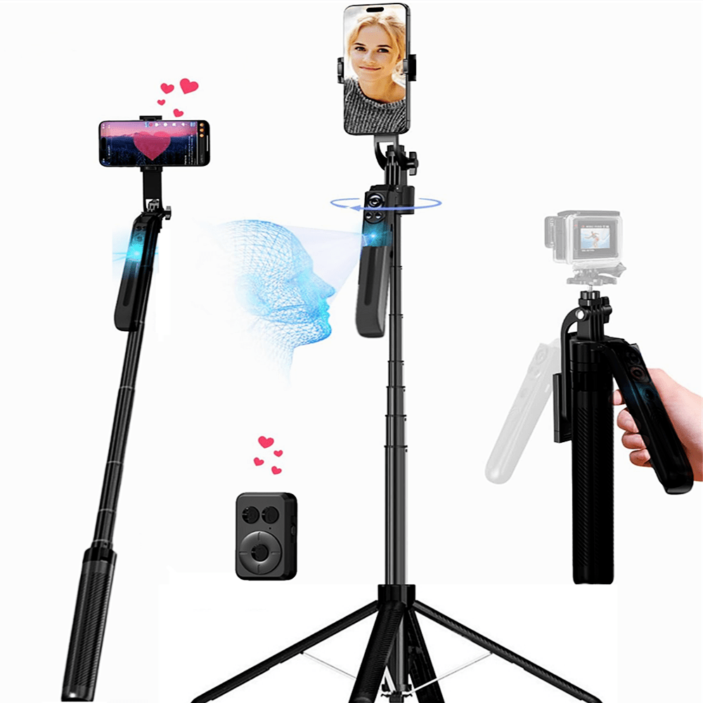 Statyw z automatycznym śledzeniem twarzy, obrót 360°, 71-calowy, wysuwany statyw do telefonu, inteligentny uchwyt do śledzenia telefonu i filmów na 'a