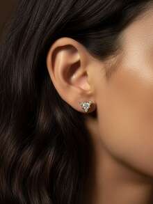 1 pieza Pendientes de botón de circonita elegantes y sencillos, joyería para mujer de plata de ley 925, pendientes sencillos de joyería fina, regalos para chicas para la vida diaria, citas, decoración para baile de graduación y fiestas