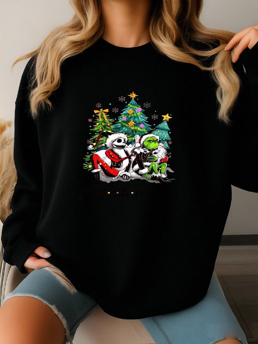 Jack And  Youth Hoodie,  Sweatshirt, Mas Shirt, Christmas Friends Shirt, Jack Skeleton Shirt,  Xmas Gift Sweatshirt - màu đen - Xem 1