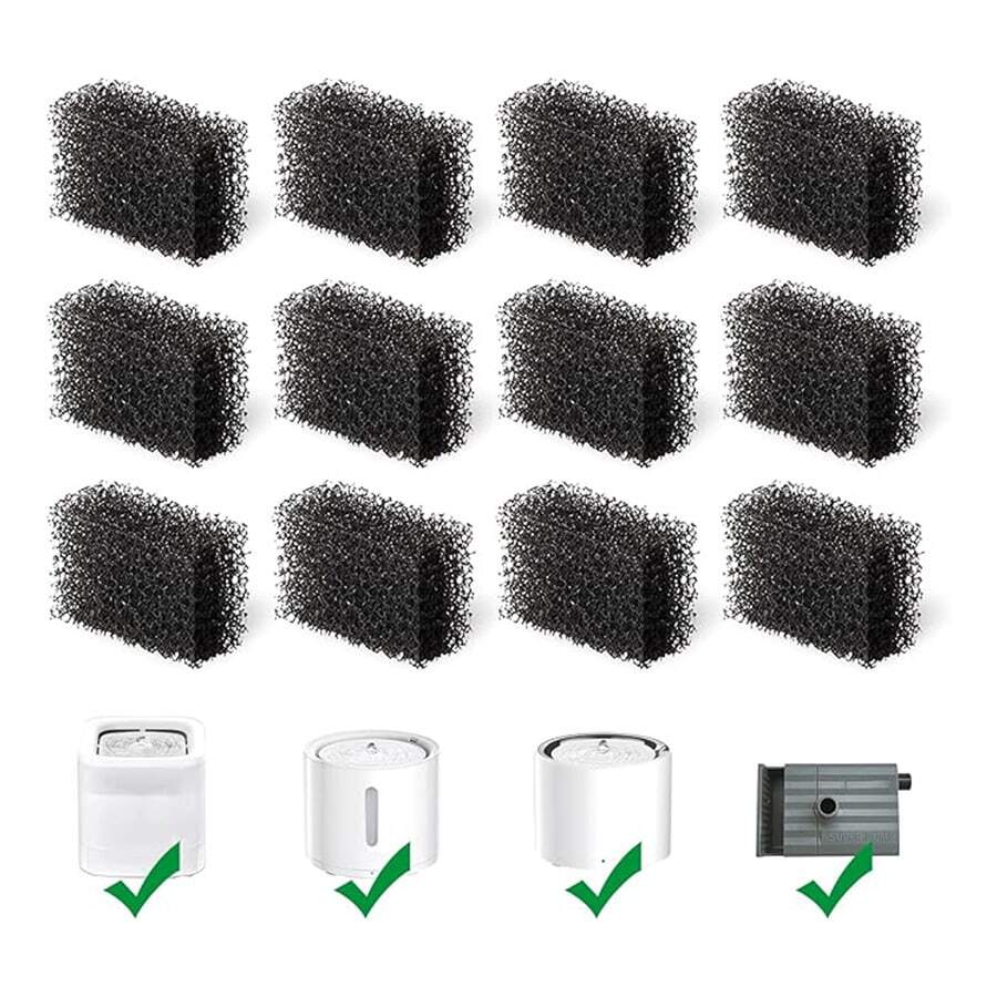 猫饮水器海绵过滤器，适用于 67 盎司/2 升宠物饮水器 65 盎司/1.85 升狗饮水器的替换泡沫过滤器 - 黑色 - 查看 1