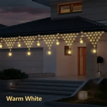 1PC Solar Outdoor Snowflake Curtain Triangular Fishing Net Light String, 100LED New Year And Christmas Atmosphere Decoration Light, Outdoor Hanging Fairy String Light, Outdoor Garden Terrace Roof Decoration, Wedding, Party, Christmas, Halloween Decoration, 8-Mode (500mAh) - Solar - View 12