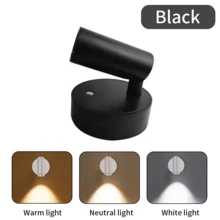 LED 充电壁灯，磁性聚光灯，可调光绘画灯，床头阅读灯，护眼卧室小夜灯，无线免打孔，360° 可旋转触摸控制，带 2000mAh 锂电池，不防水 ABS 和塑料 - 黑色 - 查看 3