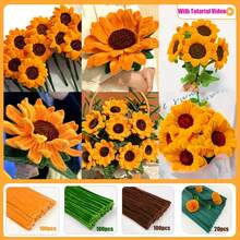 [320pcs/Pack] Soft Golden Fiber Cleaning Sticks - Chenille Fiber Craft Material, Suitable For DIY Flower Arranging Sets - Graduation, Wedding, Valentine's Day Gift Bulk Supply - Multicolor - View 15