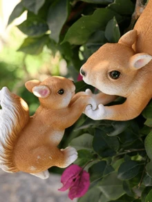 树脂松鼠吊坠摆件，花园装饰摆件，盆栽植物庭院悬挂式户外装饰品 - 彩色 - 查看 8