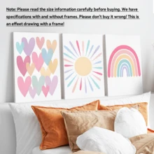 3pcs Colorful Bohemian Pink Rainbow Sun Canvas Poster, Printed Canvas Wall Art, Artistic Wall Painting - Multicolor - View 12