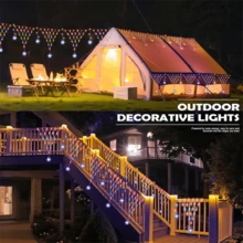 1PC Outdoor Snowflake Triangle Mesh Light String, 100LED, Outdoor Garden Decoration Ambient Light, Icicle Curtain Waterfall Light, Solar Mesh Light LED Starry Atmosphere Light, Outdoor Decoration Icicle Light Star Fish Net Eaves Rainbow Light, Solar Power Supply, 8 Modes, Suitable For Roof, Eaves, Windows, Balconies, Pavilions, Gardens, Party Decoration Lights (500mAh) - Solar - View 7